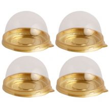 Lot de 50 boîtes rondes en plastique transparent pour gâteaux de lune (doré)