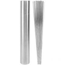 Lot de 50 brochettes de barbecue en acier inoxydable 304, fourchette de barbecue, brochette de barbecue, brochette de brochettes avec support (argent)