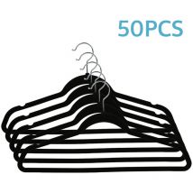 Lot de 50 Cintres en Velours, Cintres Antidérapants pour Vêtements, avec Crochet rotatif pour Chemises/Robes/Vestes Noir