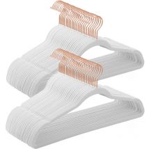 Lot de 50 Cintres Velours Adulte, Longueur 41,5 cm, Fin, Grande Capacité de Charge, avec Crochets Pivotants à 360°, pour Manteaux, Chemises, Blanc et