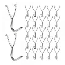 Lot de 50 crochets en acier inoxydable de 20 mm pour cuisine, garage, rangement, accessoires, outils d'établi, fournitures d'artisanat