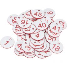 Lot de 50 étiquettes rondes numérotées en abs pour ruche avec trou, fournitures d'apiculture pour le bétail, blanc 1-50