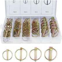 Lot de 50 Goupille de lynch avec anneau pour remorque de tracteur agricole, 4 Tailles Goupilles de Verrouillage, Assortiment de goupilles clips rond
