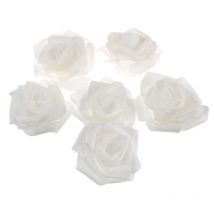 Lot de 50 roses artificielles pour décoration de mariage, fête prénuptiale (blanc)
