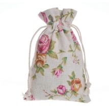Lot de 50 Sachets de Toile de Jute en Lin, Petits Sacs en Tissu Sachet Coton 10 x 14cm Sac Toile de Jute Pochette Tissu Cordon Sac