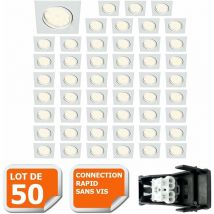 Lampesecoenergie - Lot de 50 spot encastrable orientable carré led smd gu10 230v blanc rendu environ 50w halogène