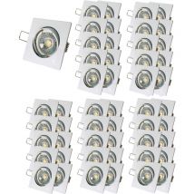 Lampesecoenergie - Lot de 50 Spot led carré blanc 230v 38° blanc chaud