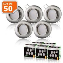 Lot de 50 spot led encastrable orientable alu brossé, 230v 5w, Blanc Froid