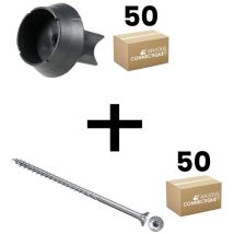Lot de 50 supports de rail ob 30mm Sixbox 50 vis bois Ø5,0x70 tête fraisée tx Sixbox