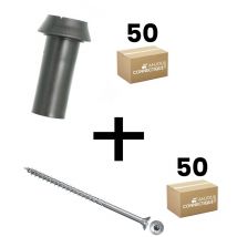 Lot de 50 supports de rail ob 63mm Sixbox 50 vis bois Ø5,0x90 tête fraisée tx Sixbox