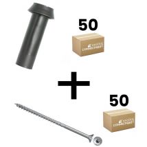 Lot de 50 supports de rail ob 83mm Sixbox 50 vis bois Ø5,0x110 tête fraisée tx Sixbox