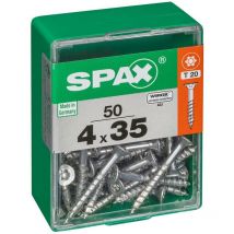 Lot de 50 vis acier tête autofraisée plate Diam.4 mm x L.35 mm - Spax