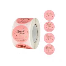 Lot de 500 autocollants de remerciement, autocollants personnalisés, étiquettes cadeaux autocollantes, or rose