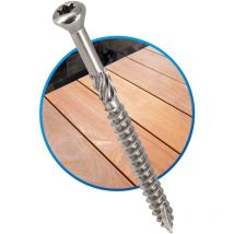 500 vis terrasse INOX A2 - TX25, D. 5 x 70 mm tête réduite crantée + embout offert