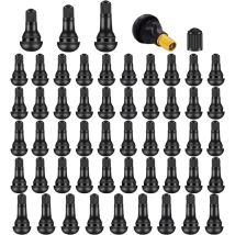 Lot de 52 tiges de valve de pneu TR412, TR413, TR414 en caoutchouc noir à clipser pour le remplacement des trous de jante sans chambre à air sur les