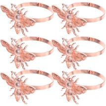 Lot de 6 anneaux de serviette en métal en forme d'abeille pour mariage