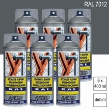 Lot de 6 Peintures aérosol ral 7012 Gris basalte brillant 400ml motip