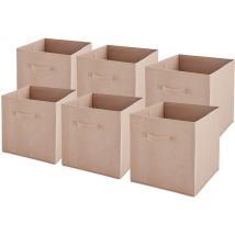 Lot De 6 Bacs De Rangement Intissés Pliables - Rose Poudré - 27x27x27 Cm - Box & Beyond
