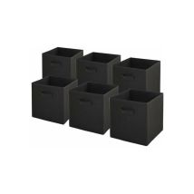 Lot De 6 Bacs De Rangement Intissés Pliables - Noir - 27x27x27cm - Box & Beyond