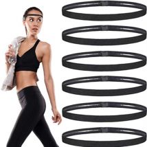 Lot de 6 bandeaux extensibles antidérapants pour le sport, le yoga, le football, le jogging, pour femmes et hommes