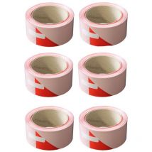 Soppec - Lot de 6 bandes de chantier 50 mm x 100 m - Rouge et Blanc