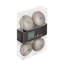 Lot de 6 Bougies Flottantes 'Basic' 4cm Taupe