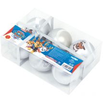 Lot de 6 boules de Noël argentées 8cm - Pat Patrouille