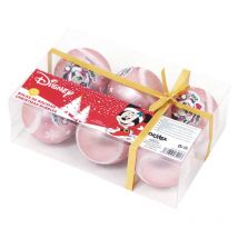 Lot de 6 Boules de Noël - Disney Minnie - Rose - 8 cm