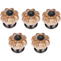 Lot de 6 Boutons de Tiroir Forme Citrouille Poignées Meuble en Céramique Antiques pour Placard Armoire Commode - Léopard Blanc