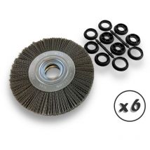 Lot de 6 brosses circulaires nylon Abrasif ø 175 mm Epaisseur 2 rangs Carbure de silicium Grain 80 Alésage 32 mm + réducteur bague 25/22/20/16/12 mm