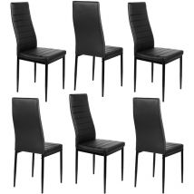 Lot de 6 Chaise Cuisine, Chaise de Salle à Manger, Dossier Haut de la Cuisine, Chaise de Salle à Manger Confortable et Durable-noir