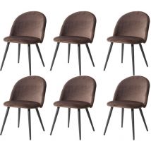 Wokaka Lot de 6 Chaise de salle à manger en velours Chaise de salon Coussins Doux en Velours Assise(brun)
