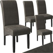 Chaise aspect cuir Ensemble de 4 chaises salle à manger gris marbré -