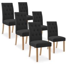 Intensedeco - Lot De 6 Chaises Capitonnées Gaya Tissu Noir