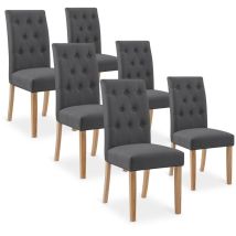 Intensedeco - Lot De 6 Chaises Capitonnées Gaya Tissu Gris
