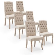 Lot De 6 Chaises Capitonnées Jade Tissu Beige