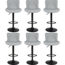 Dazhom - Lot de 6 Chaises de Bar Tabourets de Bar Pivotants avec Dossier Tabourets de Bar Réglable en Cuir pu pour Bar îlot de Cuisine Comptoir gris