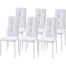 Hobag – Lot de 6 chaises de salle à manger – Blanc – PU – Dimensions : L48 x W40 x H99 – Hauteur d'assise : 46,6