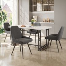 Wishdor - Lot de 4 chaises de salle à manger, chaise de cuisine, pieds de chaise en métal, gris foncé