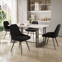 Wishdor - Lot de 4 chaises de salle à manger, chaise de cuisine, pieds de chaise en métal, noir