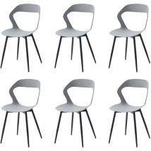Lot de 6 Chaises de Salle à Manger - Chaises Scandinaves - Chaises en Plastique avec Pieds en Métal - Gris - Wokaka