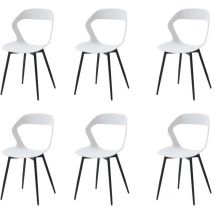 Wokaka - Lot de 6 Chaises de Salle à Manger - Chaises Scandinaves - Chaises en Plastique avec Pieds en Métal - Blanc