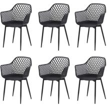 Eggree - Lot de 6 Chaises de Salle à Manger de Style Scandinave - Noir - Idéales pour Terrasse, Jardin et Extérieur
