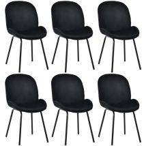 Lot de 6 chaises de salle à manger en velours - Dossier rond, cadre en métal