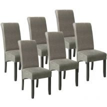 Lot de 6 Chaises de Salle à Manger gris aspect simili cuir avec pieds en bois résistants - Gris