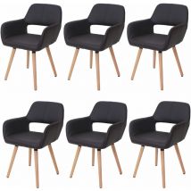 6x chaise de salle à manger HHG 429 ii, fauteuil, design rétro des années 50, similicuir, marron