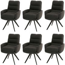 Lot de 6 chaises de salle à manger HHG 481, chaise de cuisine, pivotante Auto-Position Tissu/Textile Bouclé mvg, gris foncé, avec accoudoirs