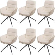 Jamais utilisé] Lot de 6 chaises de salle à manger HHG 655, chaise de cuisine, chaise pivotante Auto-Position, tissu mvg, crème-beige