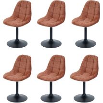 Lot de 6 chaises de salle à manger HHG 837, chaise de cuisine chaise pivotante, acier mvg tissu/textile chenille (465g/m²), terracotta