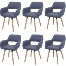 Lot de 6 chaises de salle à manger HHG 878 ii, chaise de cuisine chaise rembourrée, bois tissu/textile Velours (400g/m²) mvg, gris foncé